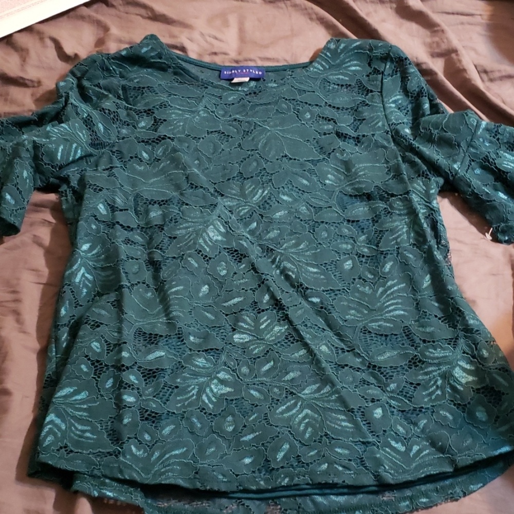 Green lace blouse